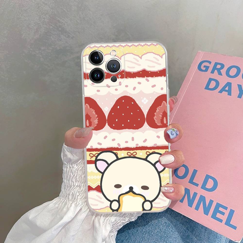 Popular Cute R-rilakkuma Bear Transparent Phone Case For IPhone 17 Air 16 Pro Max 15 14 13 12 11Plus Shockproof Cover