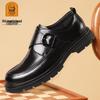 Men's Leather Shoes: Soft, Breathable, Black, Thick-Soled Casual British Style for Autumn/Winter