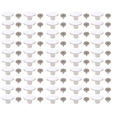 50 Set Spille da Bottone per Pantaloni 17mm Acciaio Inossidabile Bottoni Bianchi 2x6.5mm Viti in Ferro Incrociate a Punta