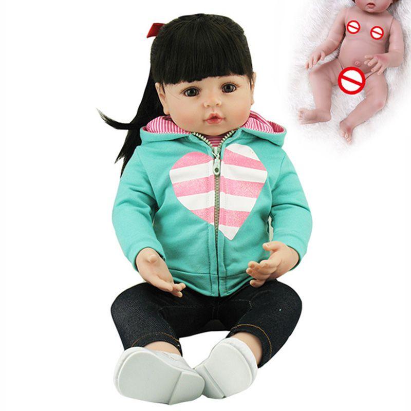 

Exquisite Handmade Silicone Reborn Baby Girl Doll With Realistic Features For Xmas Gift Cloth Body(48cm/18.9in)