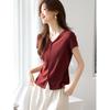Women's V-Neck Side Slit Short Sleeve T-Shirt