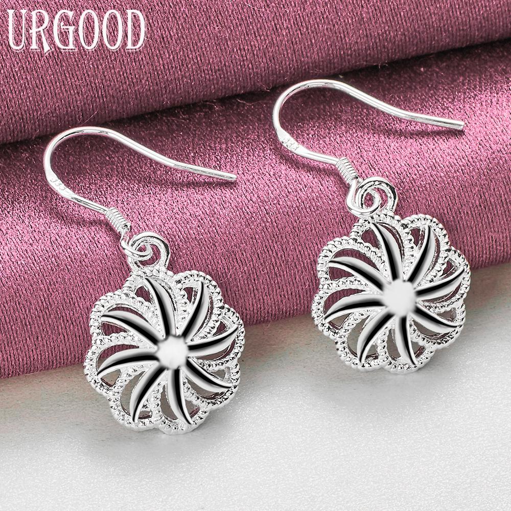 925 Sterling Silver Wedding Jewelry Flower Pendant Earrings