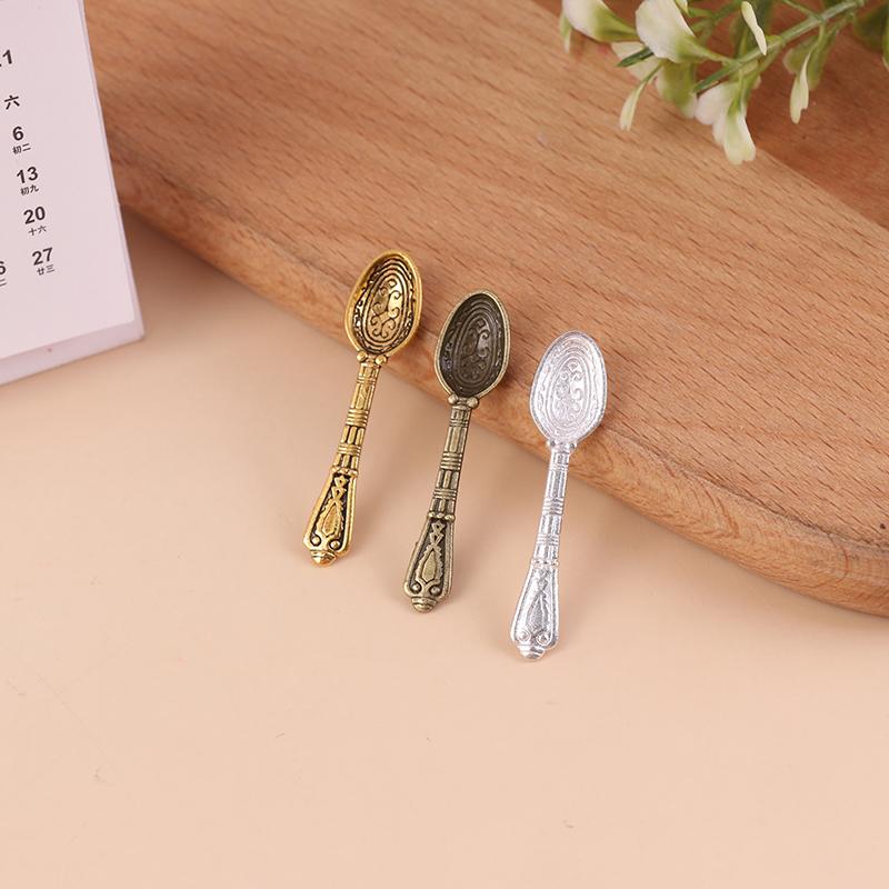 10Pcs/Set Vintage Mini Talheres Colher Casa de Bonecas Miniaturas Talheres Crianças Brinquedo Casa de Bonecas Decoração
