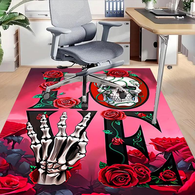 1PC Love Skull Extra Large Non Slip Floor Carpet, Office, Family, Studio   Large Area Rug Indoor Rugs, Bold Statement Piece