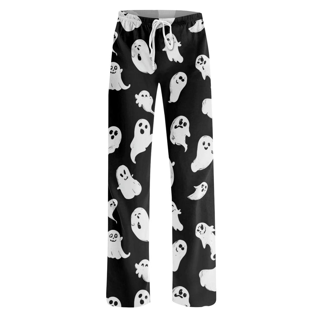 Women's Drawstring Lounge Pants Halloween Print Casual Full Length Elastic Waist Relaxed Fit Bottoms for Everyday Wear