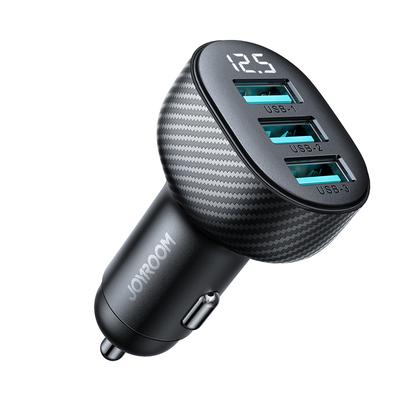34A Car Charger with Display 3x USBA Black