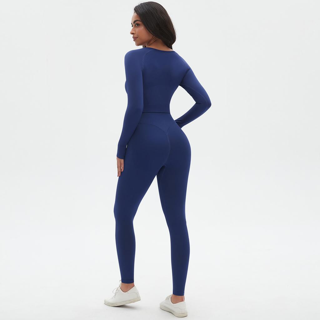 Auroth Long Sleeve Sports Sets Women Yoga Suits With Thumb Hole Fitness Shirts Seamless Leggings Workout Set