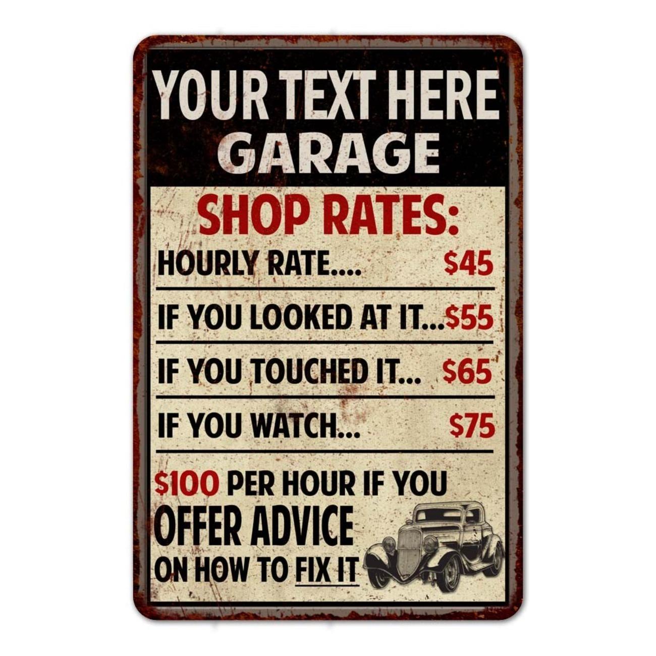 

Personalized Tin Sign Man Cave Metal Wall Art Retro Decor білий