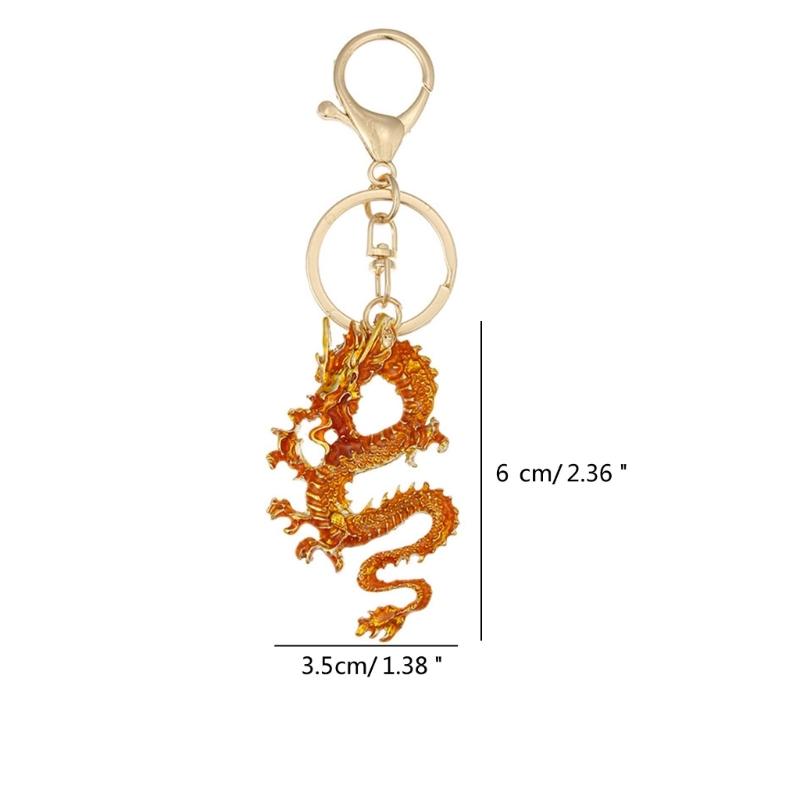 Eye Catching Key Chain Pendant Chinese Dragon Key Rings for Phones Crystal Decor