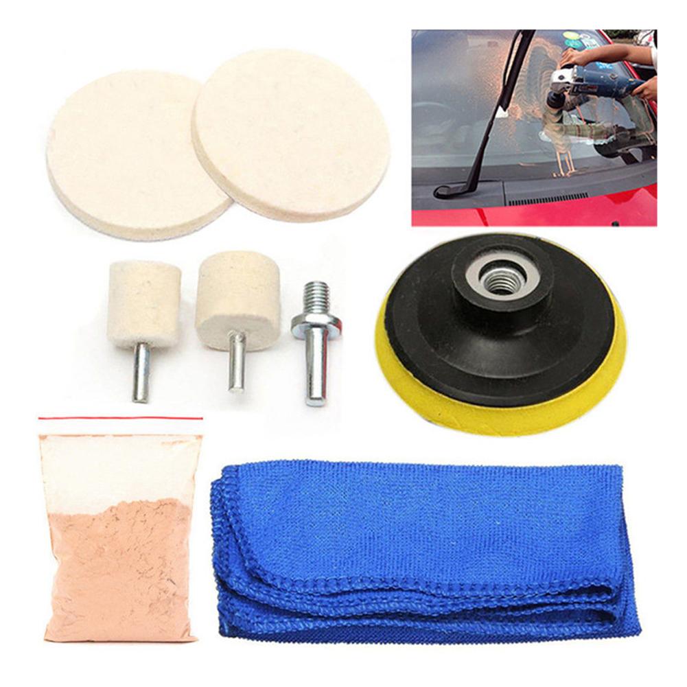 Glass Polishing Pad 8pcs Wool Felt Disc Glass Polishing Pads Adapter Sanding M10 with Kit Pad Discs Backing and Drill Buffi E8L4