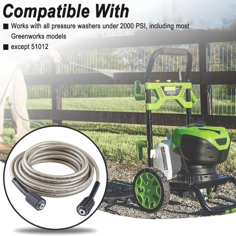 Heavy Duty Extra Long High Flows 25ft High Pressure Washer Hose Expansion Durable Nylon Construction Quick Connection