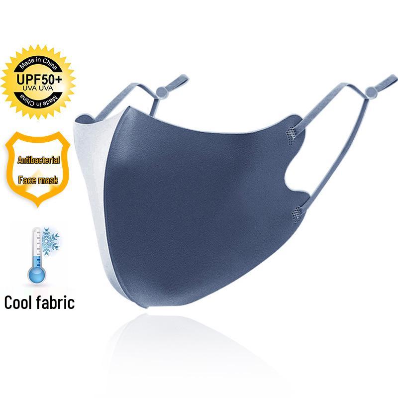 Ice Silk Breathable Sunscreen Mask with Logo - Solid Color, Ear Loop Design