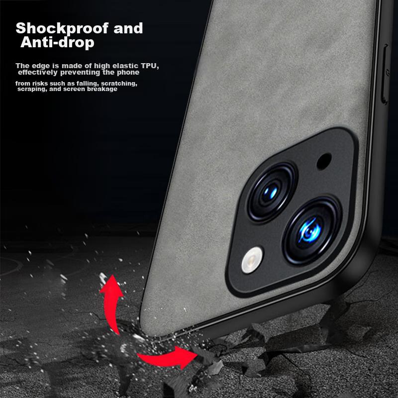 IPhone 13 Case, Apple IPhone 13, Full Lens Protection, Silicone Soft Edge, Shockproof, Ultra-Thin, Simple And Stylish Leather Texture Case, Misty Blue