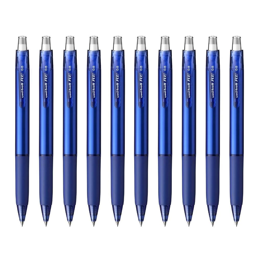 Mitsubishi Pencil Erasable Gel Ink Ballpoint Pen l Cobalt Pack of 10 RE 0.5mm Blue,