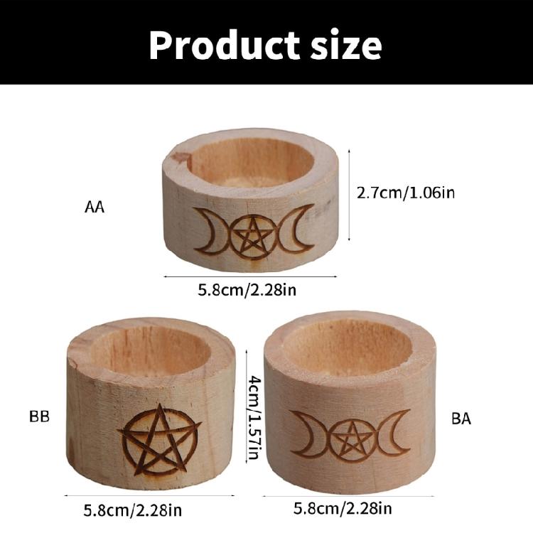 Wood Candle Holder with Pentacle Pattern for Board Game Enthusiasts Wood Tarot Themed Candle Stand for Tarot Enthusiasts
