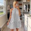 Europe and the United States 2026 summer new neck dress fans A word polka dot small vest skirt elegant