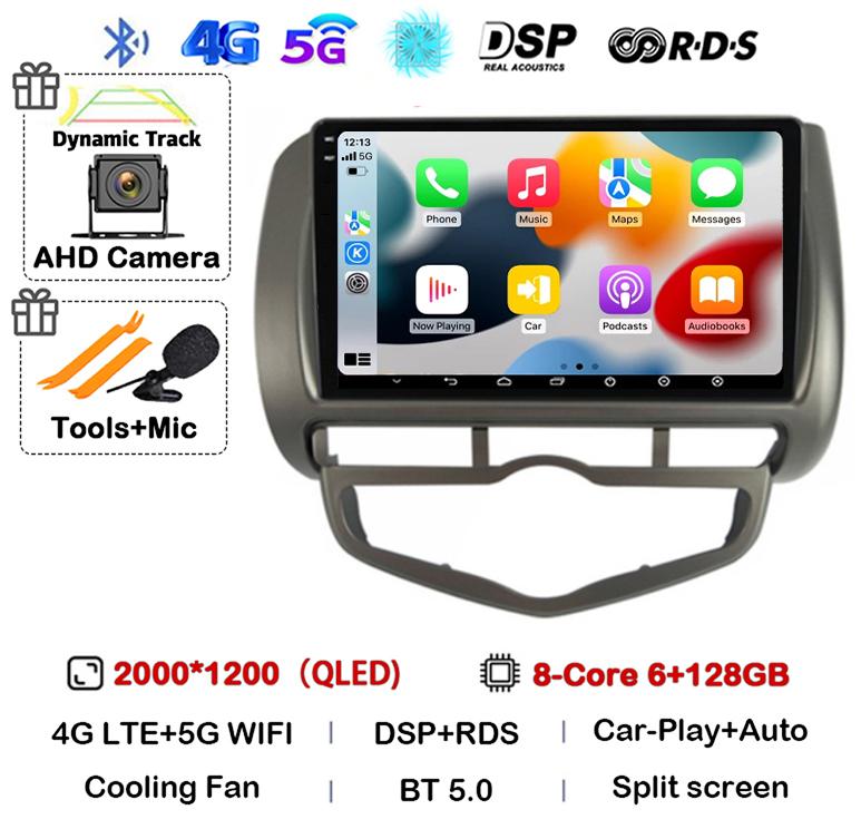 Android 14 Auto Carplay WIFI+4G For HONDA JAZZ City 2002 - 2007 HD 2 Din Car Radio Multimedia Video Player Stereo GPS 360 Camera
