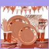 Elegante Decoração de Suprimentos de Mesa de Festa com Estampagem em Ouro Rosa para Celebrações de Casamento e Aniversário