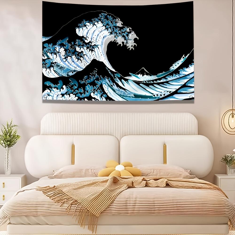 Japanese Wave Tapestry Wall Hanging Ocean Art Flag Banner Ukiyo-e Style Hokusai Anime Decor for Room 60x90cm