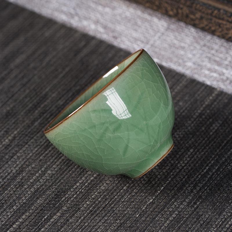 Empty Mountain Celadon Crackle Ice Tea Cup: Small Orchid Design in Six Colors