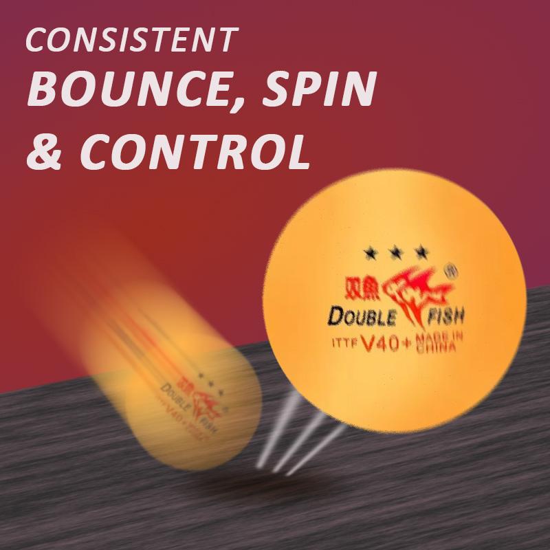 DOUBLE FISH Table Tennis Balls 3 Star V40+ Ping Pong Balls ABS Plastic Wholesale 50 Pack