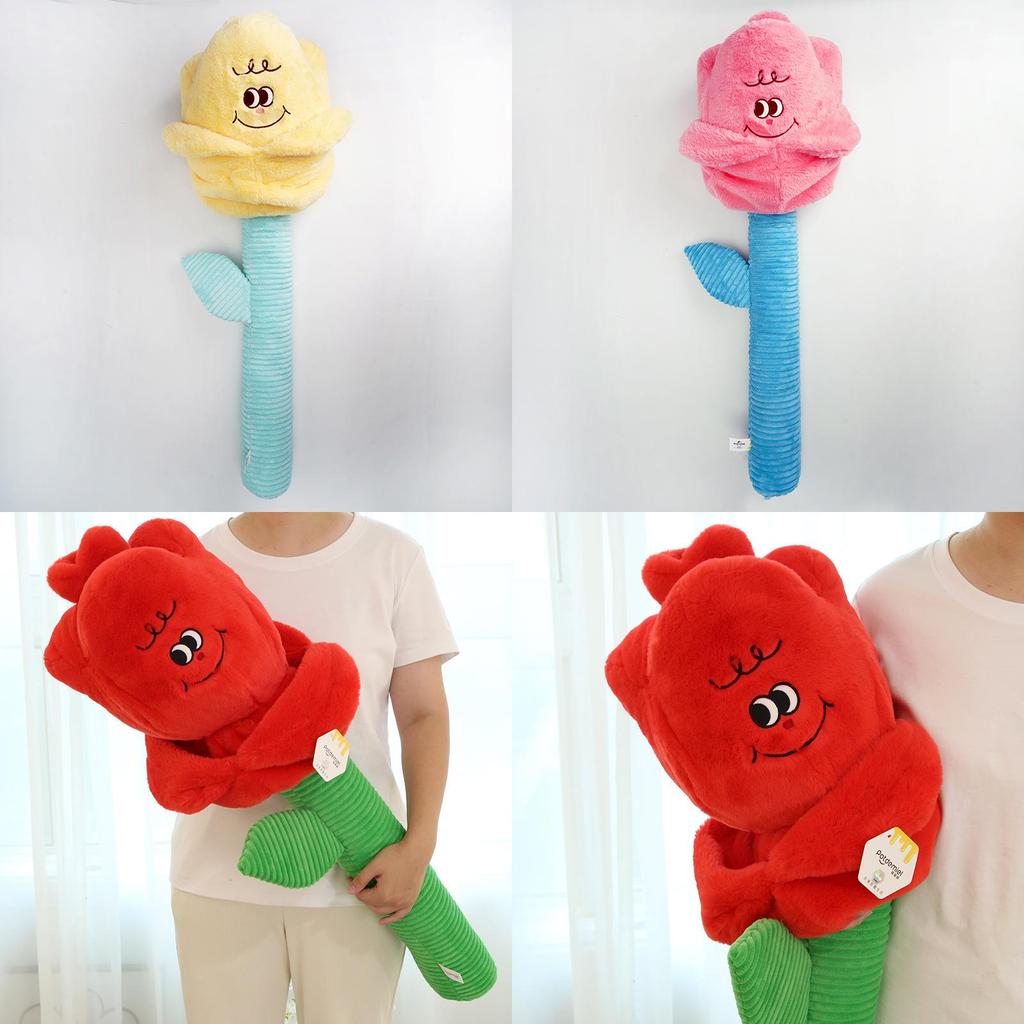 Schöne Plüsch-Rosenblüten in Gelb und Rosa, wahlweise 48 cm und 85 cm