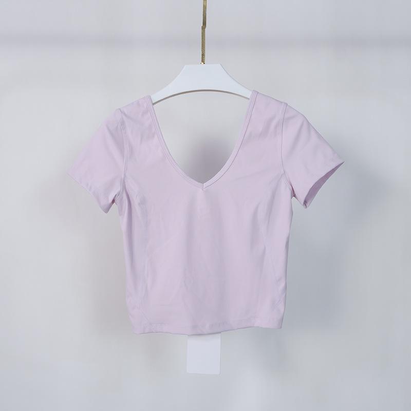 

Летняя футболка женская из нейлона для йоги с V-образным вырезом и коротким рукавом XXL/Size 10 130-140 lbs