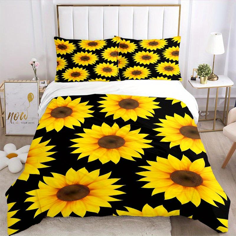3pcs Sunflower Pattern Bedding Set, Breathable and Soft, Suitable for All Seasons, Ideal for Home Use, Suitable for Bedroom Decor 21181