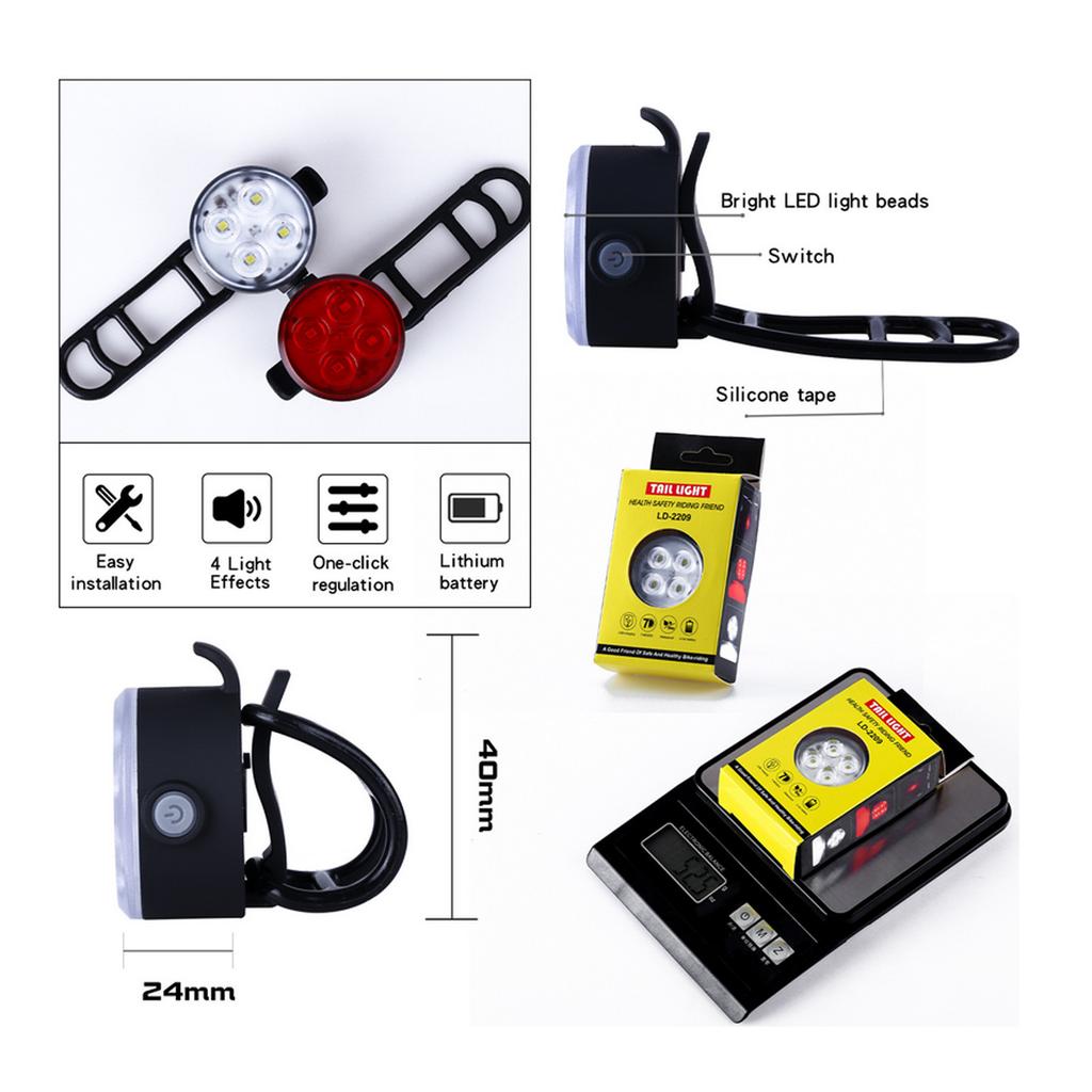 LD-2209 USB Rechargeable Bike Light Set Super Bright Bicycle Light Front and Rear Bicycle Light Set