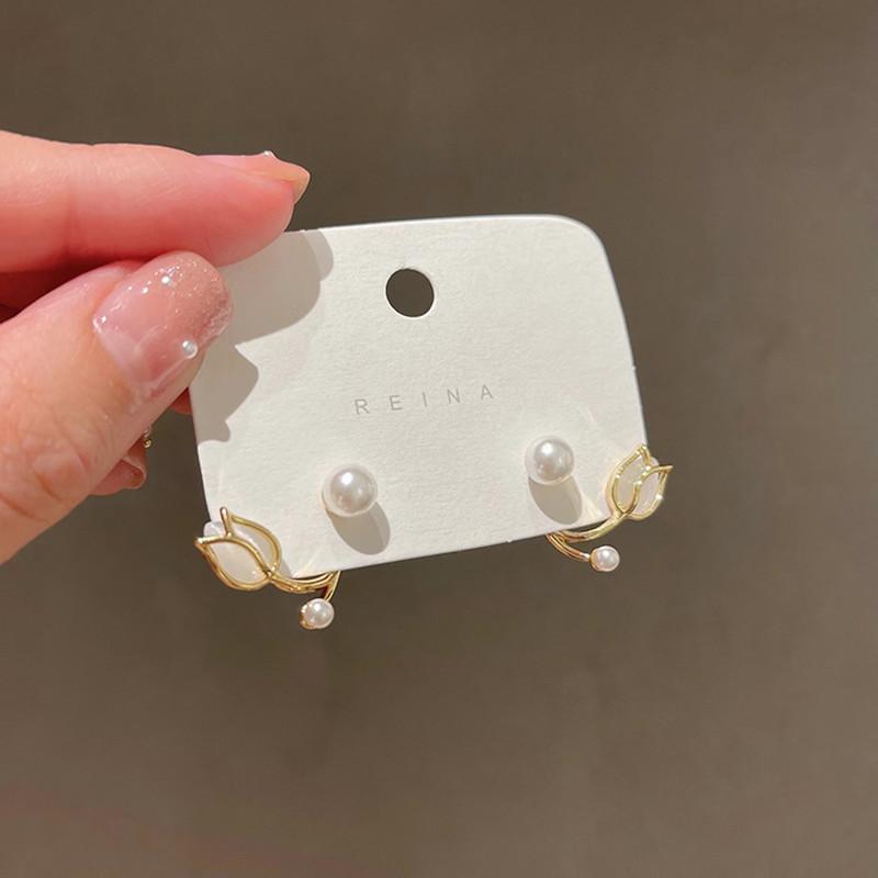 Korean Heart Drop Earrings For Women Girl Romantic Valentine's Day Gift Fashion Jewelry Trend Hanging Pearl Cute Bowknot Earring