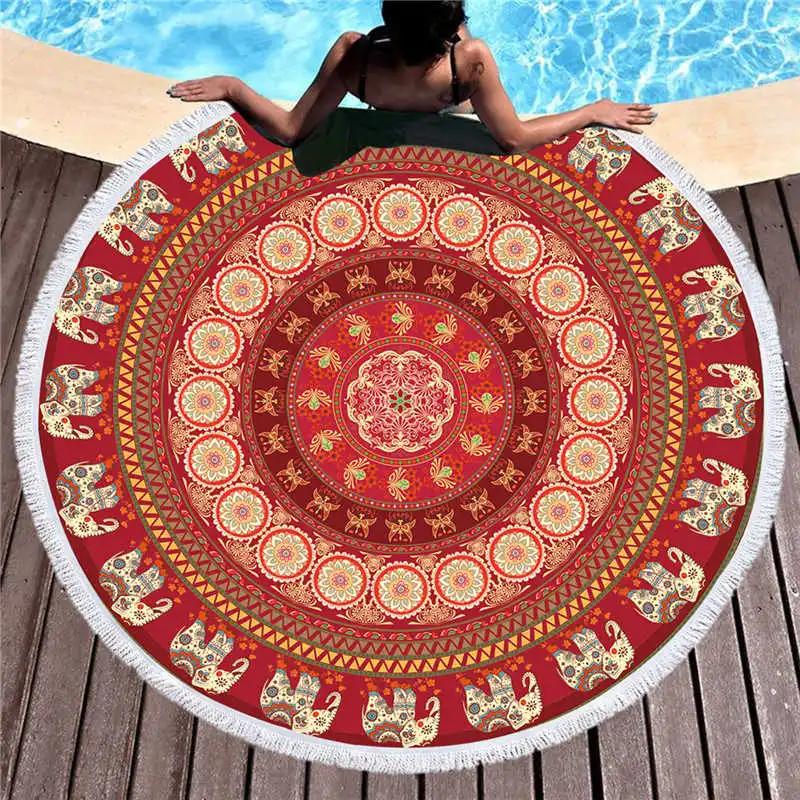 Asciugamani da Nuoto da Esterno per Spiaggia con Frange Coperta da Yoga Arazzo Rotondo con Stampa 3D Copricostume da Spiaggia Sciarpa da Bagno Tappetino Spesso da Campeggio