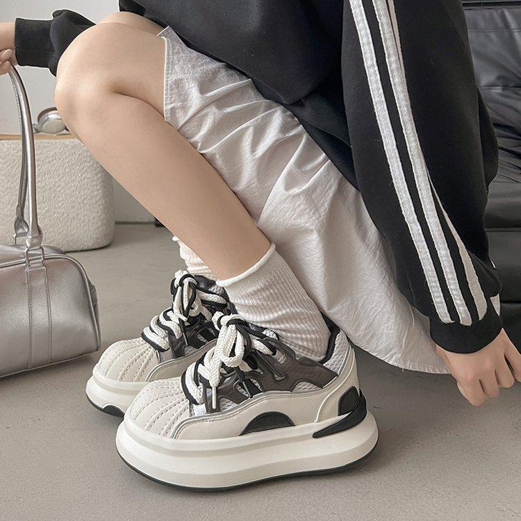 Niche design thick-soled shell head trendy shoes will increase the height of 7cm within 2025 casual shoes versatile breathable board shoes little