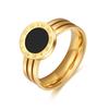 Damen-Ringschale aus Edelstahl mit römischen Ziffern, eingelegtem Acryl und 18 Karat Goldfinish
