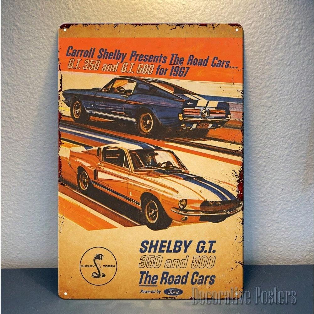 Vintage Shelby GT500 Metal Tin Sign American Muscle Car Wall Art Garage Decor 8x12 Inches 20x30