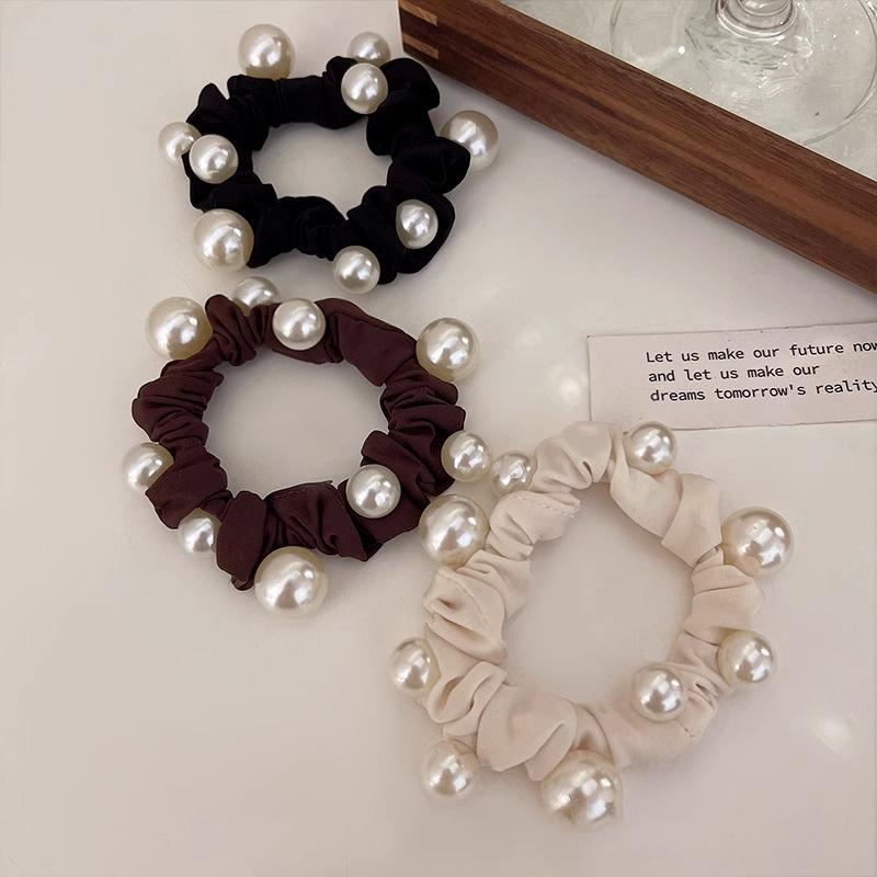 Elegant Pearl Hair Band Simple Headband High-end Small Intestine Ponytail Rubber Band Headwear Girls Women Hair Accessories