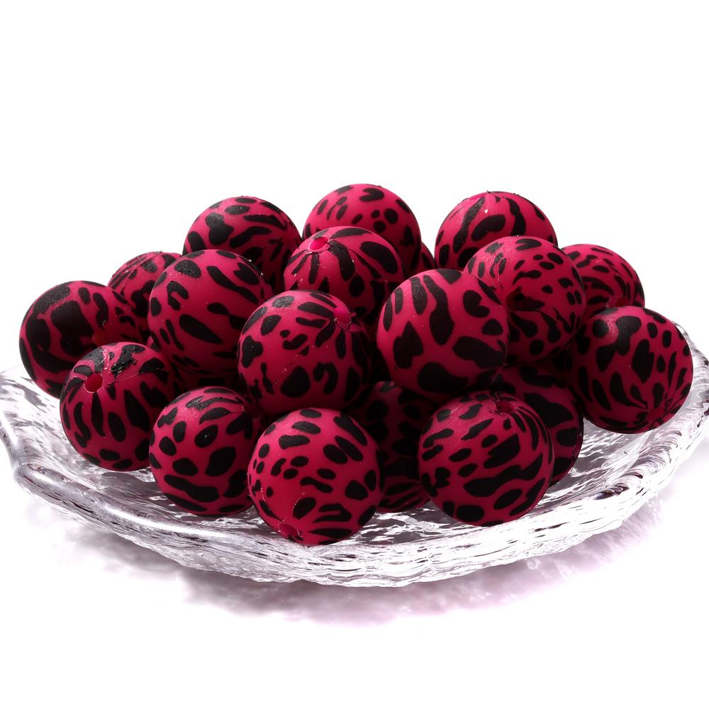 15mm 10Pcs Printed Silicone Beads Chewing Bead DIY Charms Newborn Nursing Accessories Necklace Pacifier Chain Teething Toy