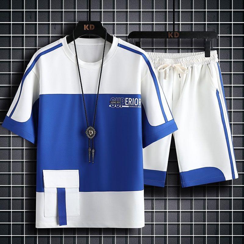 Summer Fashion Printed Short Sleeve T-shirt Set Men's Casual Relaxed Breathable High Quality Sports Two-Piece