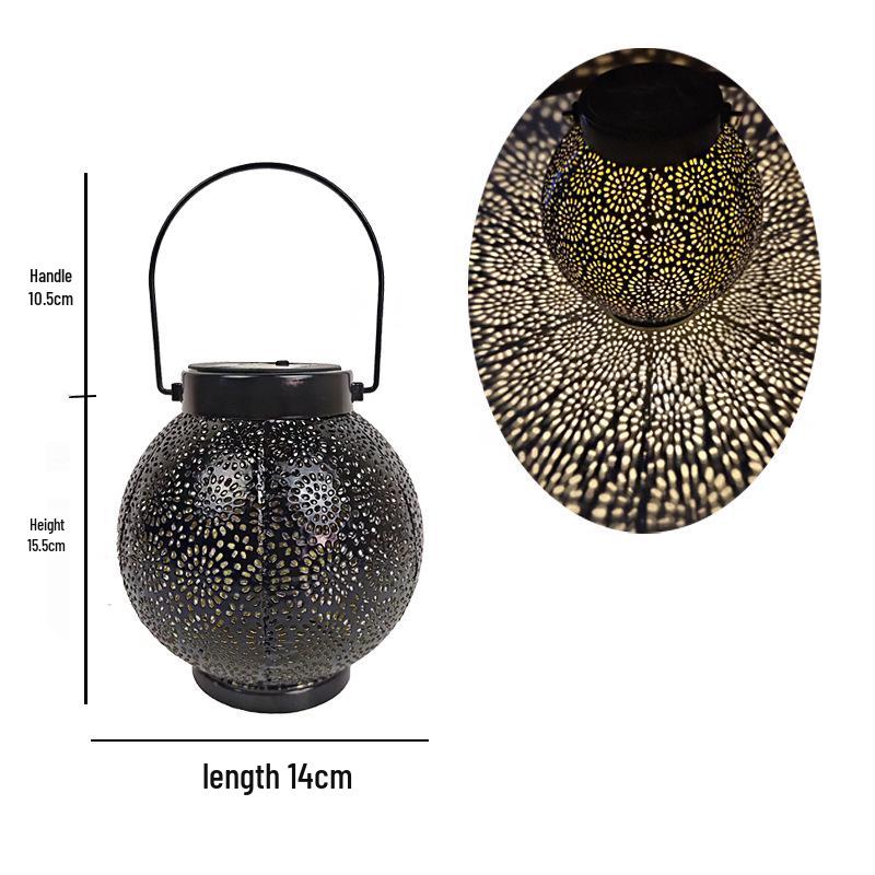 Cross-Border Solar Lantern: Wrought Iron Peony Projection Light for Outdoor Garden and Courtyard.