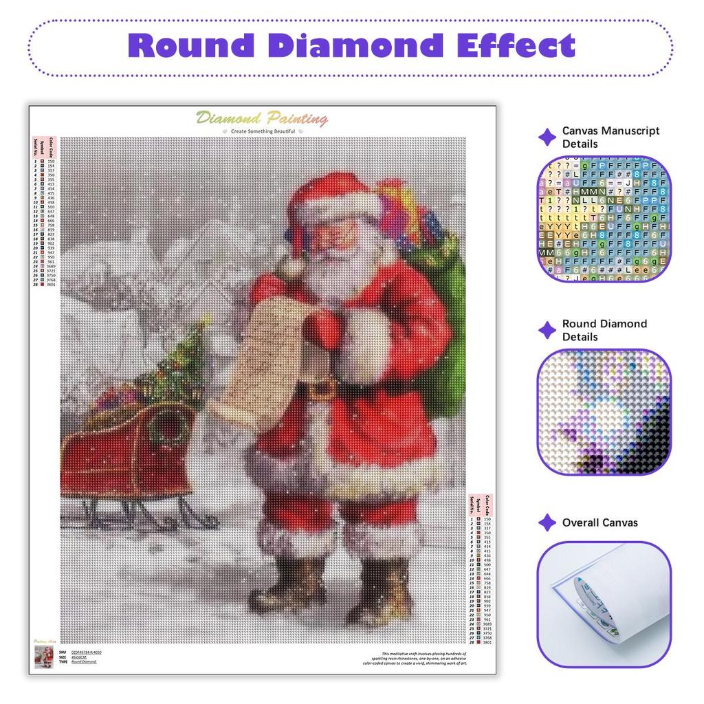 Diy Diamond Painting Embroidery Christmas Santa Claus Full Round Needlework Room Decor 30x40cm/12x16inch