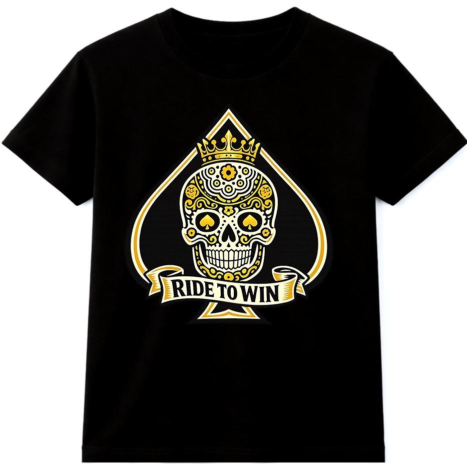 Poker T Shirt Skull Spade Ace Casino Gambling Card Game Graphic Tee S разноцветный
