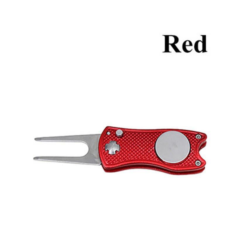 

Инструмент для ремонта гольфа из нержавеющей стали, складной нож для гольфа, вилы для гольфа, зеленая вилка, учебные пособия для гольфа, инструмент из сплава красный