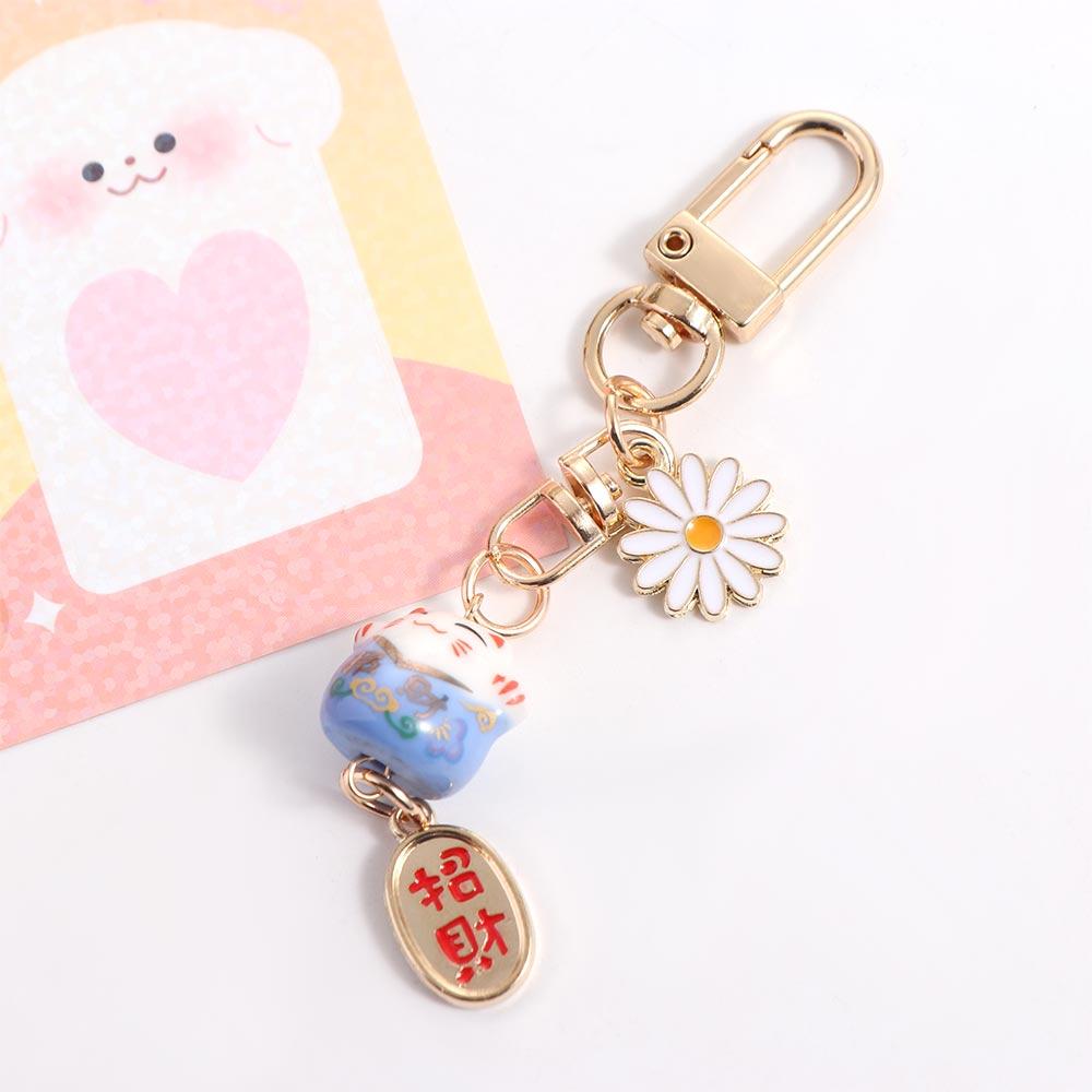 Key Chain DIY Maneki Neko Trinkets Mobile Phone Straps Mobile Phone Lanyard Lucky Cat Keychain
