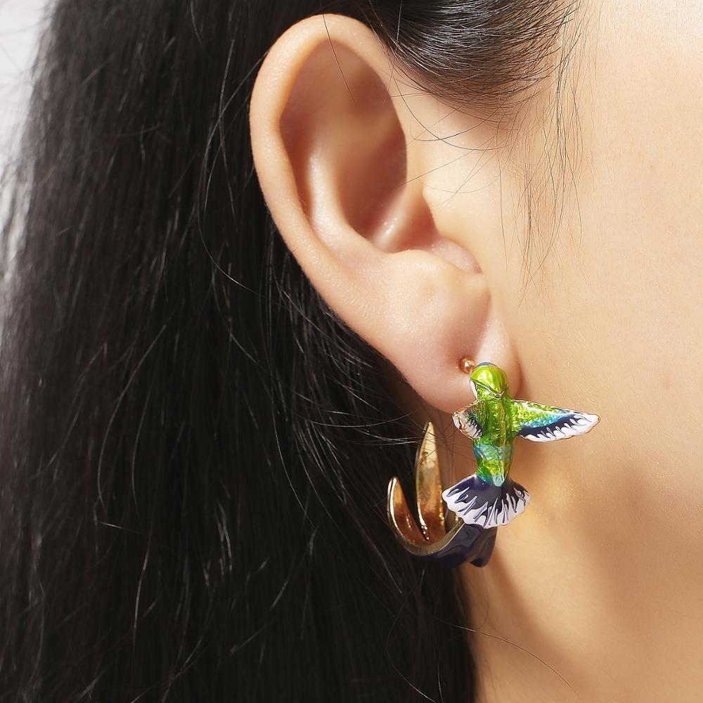 Cute Hummingbird Shape Oil Drop Earrings Popular Ear Jewelry Oil Drop Earrings Women