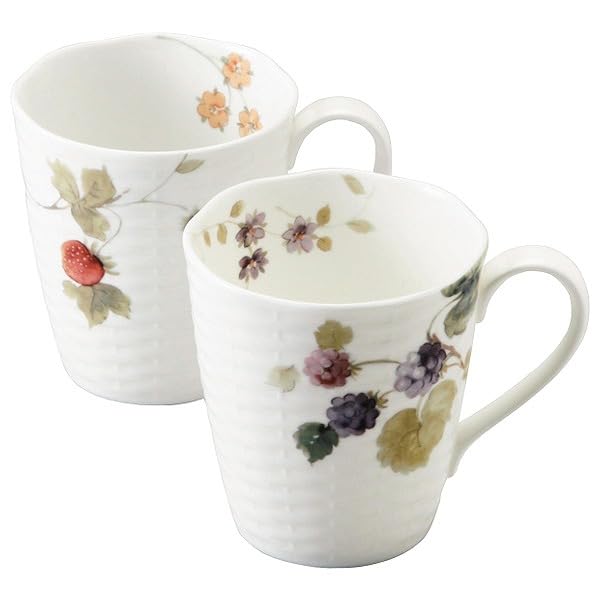 NARUMI Lucy Garden Pair of Berry Set of Cute and Large Perfect for or any other Microwave and Dishwasher Gift Boxed and Gift Product Mugs, 370cc,