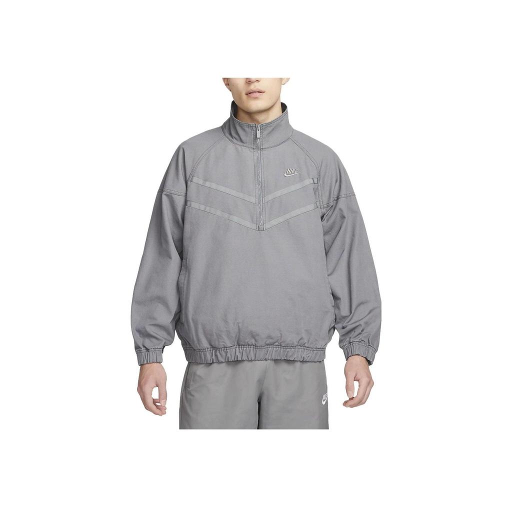 Nike Solid Color Stand Collar Zip-Up Long Sleeve Jacket Men Outerwear Dark-Grey DX0697-084