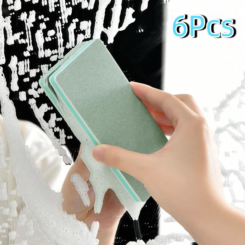 6Pcs Cleaning Tool Glass Scale Magic Scrubber Cleaning Brush Home Bathroom Mirror Shower Tile Strong Scale Removal Water Brush