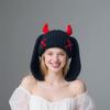 Japanese Popular Funny Devil Corner Crochet Knitted Beanie Hat Handmade Cute Long Ear Warm Cover Warm Wool Hat Spot