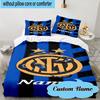 Set Biancheria da Letto Personalizzato 3 Pezzi con Cresta Inter Milan e Nome, Include 1 Federa per Piumone e 2 Federe per Cuscini, Adatto per Collegi e Camere da Letto Regalo
