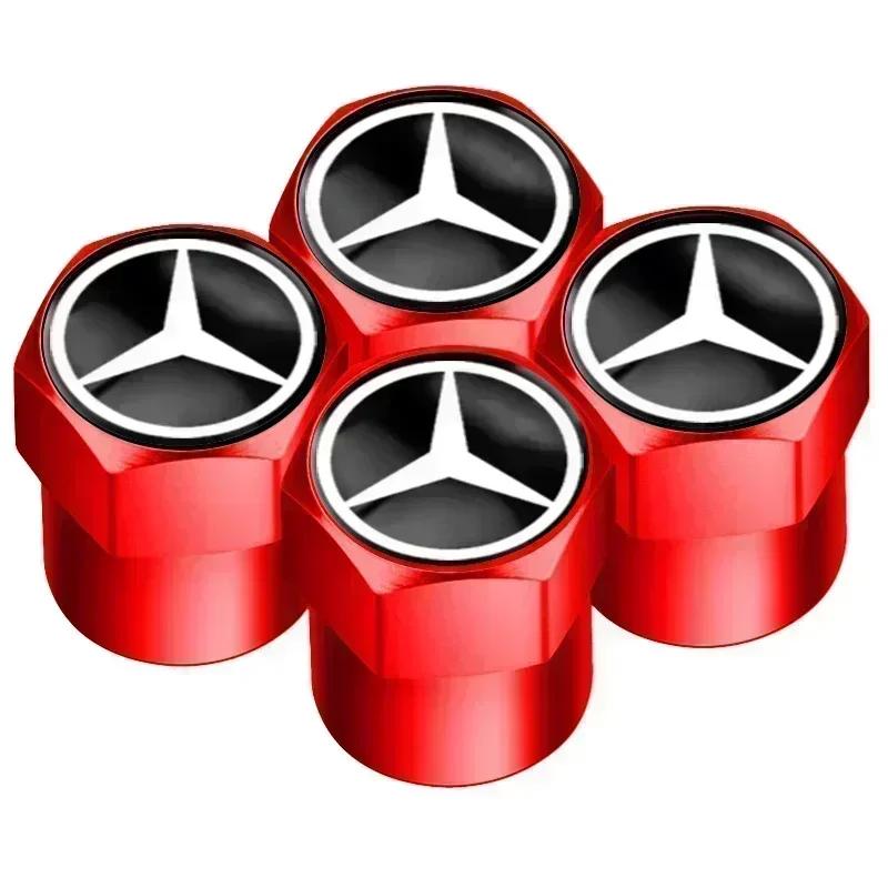 UKY5 Car Tire Valve Stems Cap Knurling Style Tire Valve Cap Tire Wheel Stem Air Valve Cap For Mercedes Benz W211 W204 W210 CLA GLA