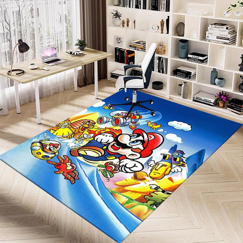 Mario'S Adventure Space Carpet For Playroom Bedroom Living Room Sofa Home Decorkids Game Area Rug Nonslip Floor Mat